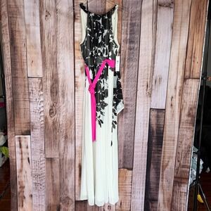 Eliza J Pleated Floral Maxi Dress Romantic Spring Formal Feminine Size 10 NWT